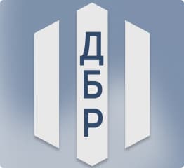 Три вертикальні стрічки з вертикальним написом на середній ДБР